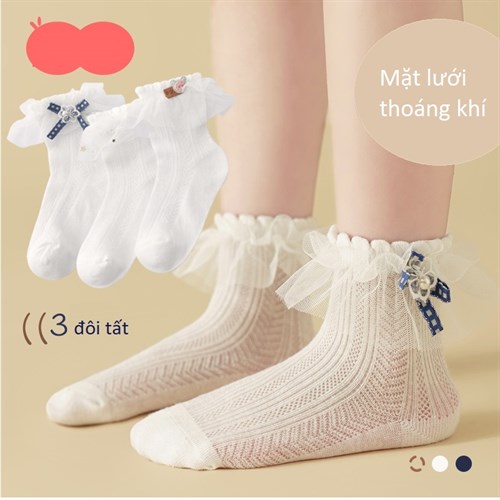 Set 3 tất viền ren công chúa Princess (Set A, 6-8 tuổi)