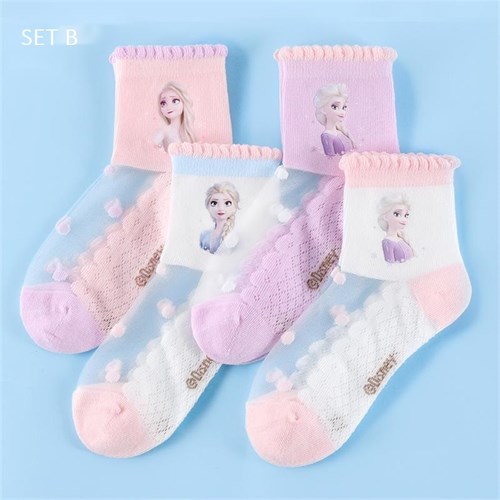 Set 4 tất Elsa thủy tinh Disney (Set B, 3-4 tuổi)