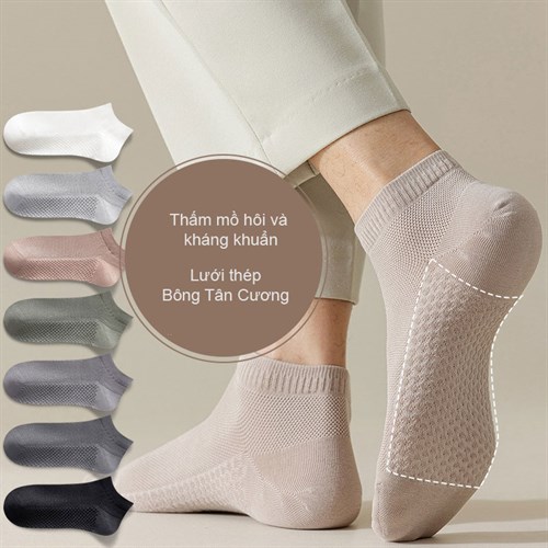 Tất nam cổ ngắn cotton thoáng khí TOE