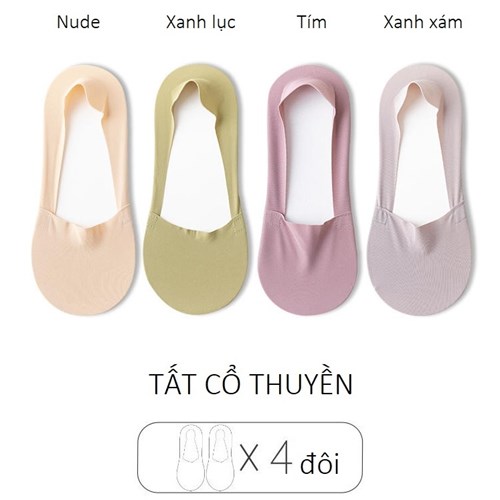 Set 4 tất cổ thuyền mỏng nhẹ, chống tuột gót TEMOOUES (Set E)