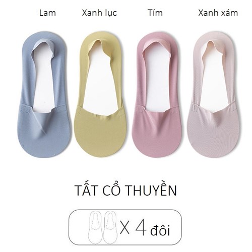 Set 4 tất cổ thuyền mỏng nhẹ, chống tuột gót TEMOOUES (Set B)