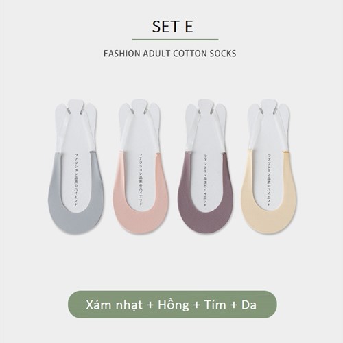 Set 4 tất nữ cổ thuyền nửa chân thoáng mát vô hình Oyem (Set E)