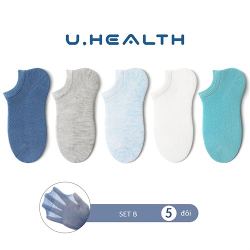 Set 5 tất trẻ em cổ thuyền mặt  lưới U Health (Set B, 3-5 tuổi)