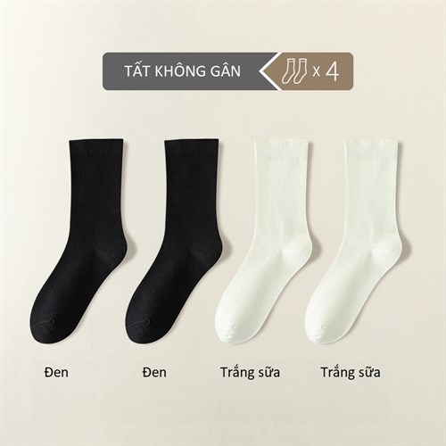 Set 4 tất nữ cổ trung không gân mềm mỏng NEARKINS (Set C)