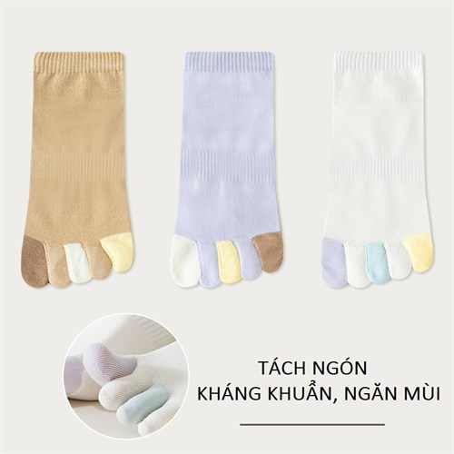 Set 3 tất nữ tách ngón khác màu thoáng khí Mutesse (Set C)