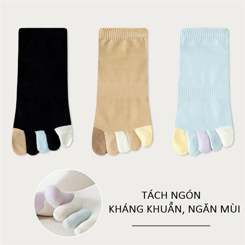 Set 3 tất nữ tách ngón khác màu thoáng khí Mutesse (Set D)