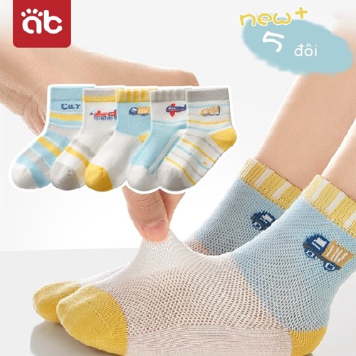 Set 5 tất bé trai cổ lỡ mặt lưới Andy bear