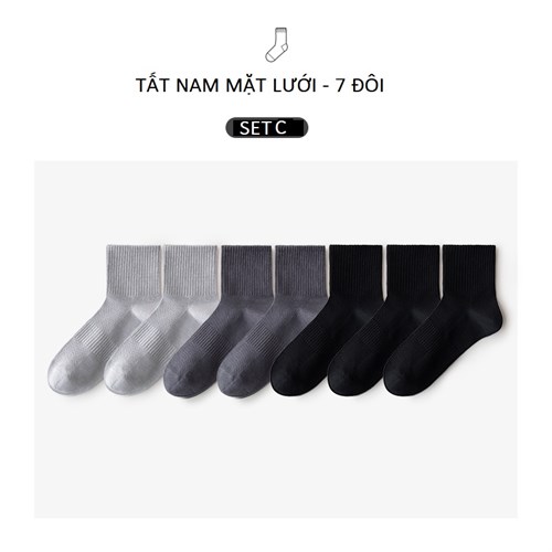 Set 7 tất nam cotton thoáng khí, ngăn mùi, hút ẩm Caramella (Set C)