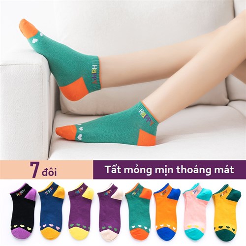 Set 7 tất nữ màu sắc tươi sáng mỏng mát TOE