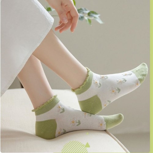 Set 10 tất nữ cổ ren cotton thoáng mát Bejirog